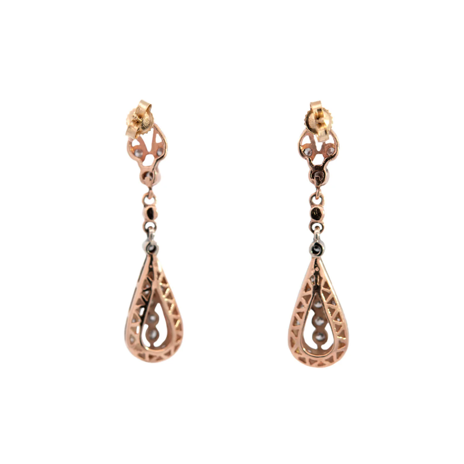 Estate 14k Diamond Dangle Earrings .90ctw - Image 3