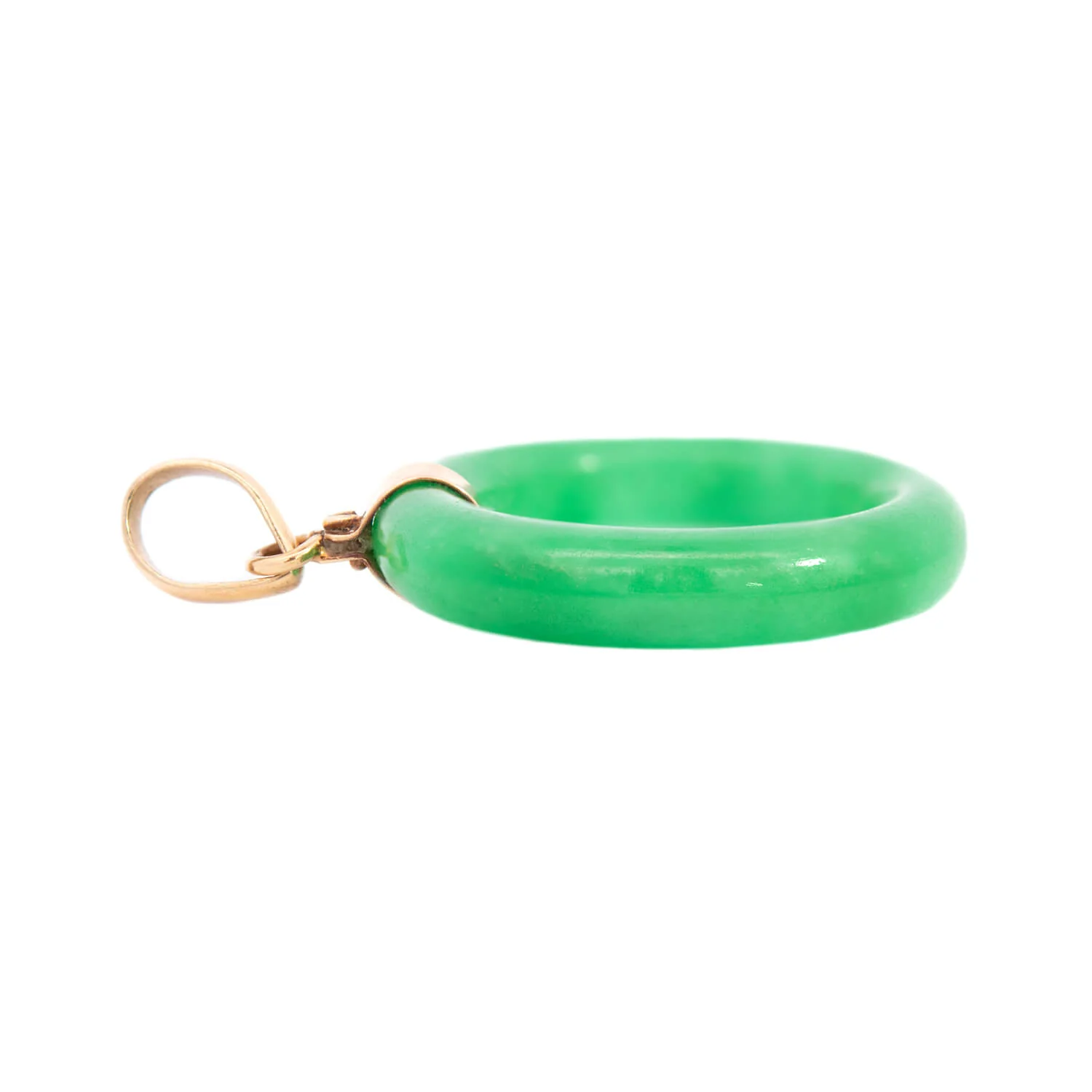 Estate 18k Circle Jade Pendant - Image 2