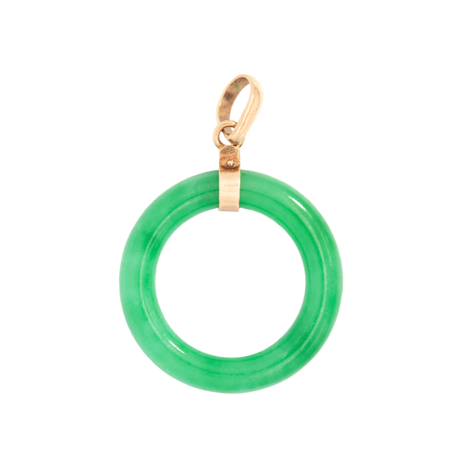 Estate 18k Circle Jade Pendant - Image 3