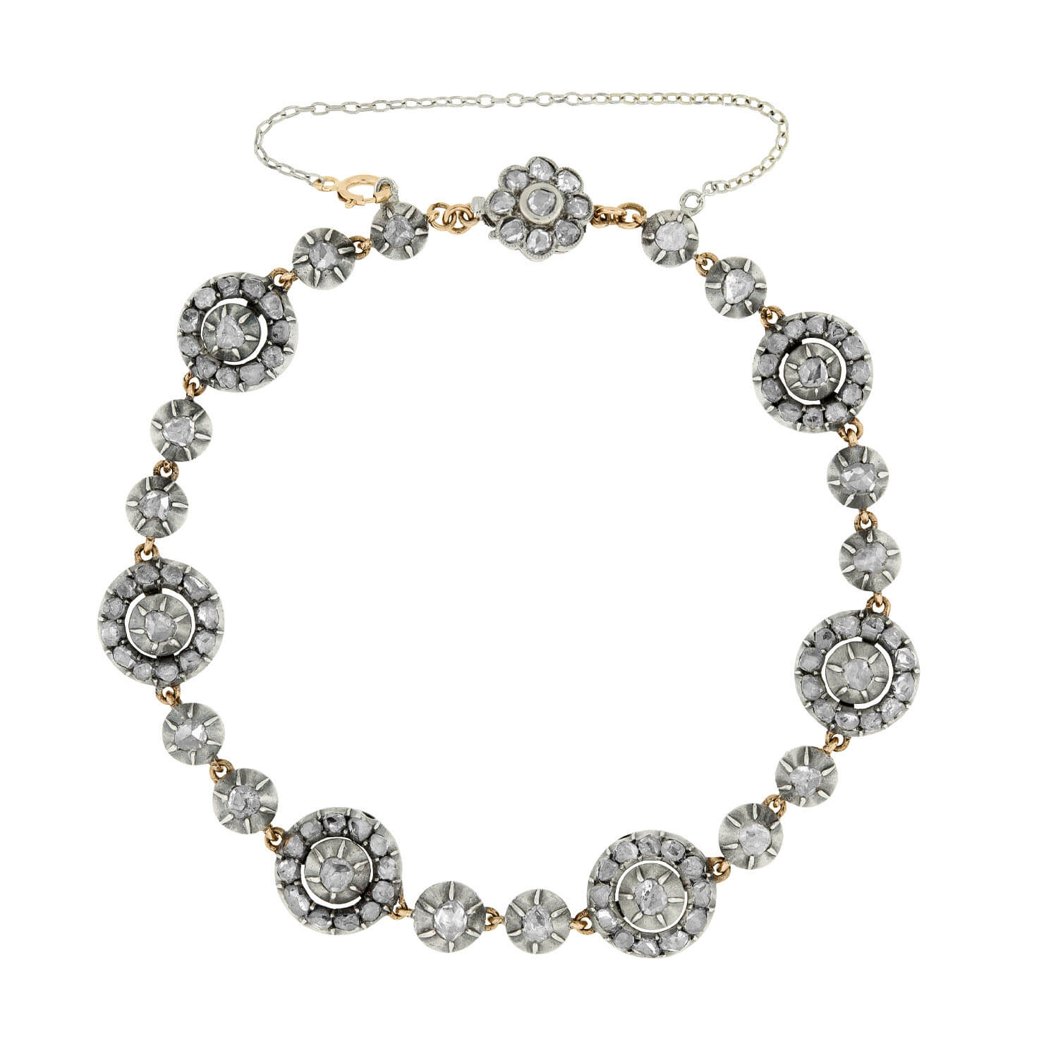 Georgian 14k Sterling Silver Rose Cut Diamond Bracelet 2ctw - Image 3