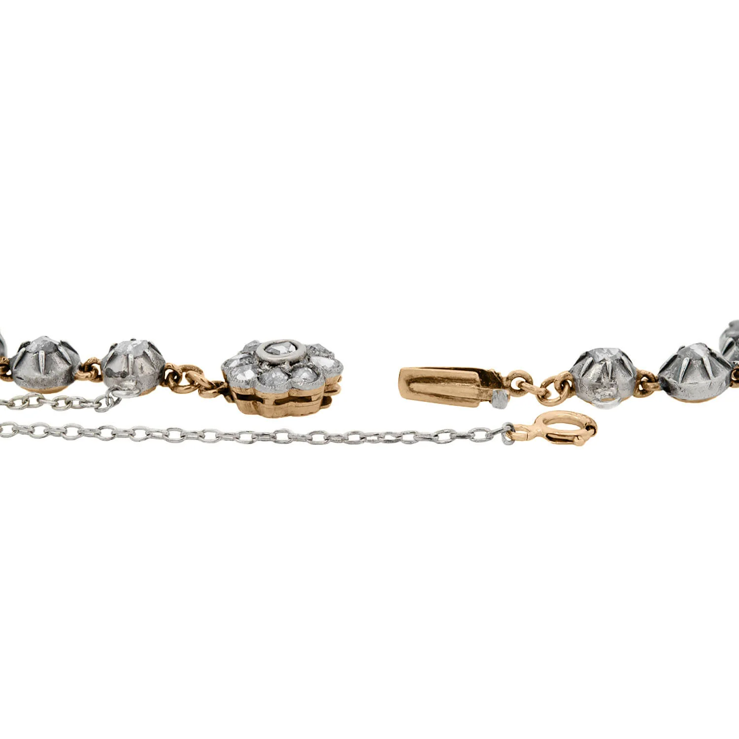 Georgian 14k Sterling Silver Rose Cut Diamond Bracelet 2ctw - Image 5