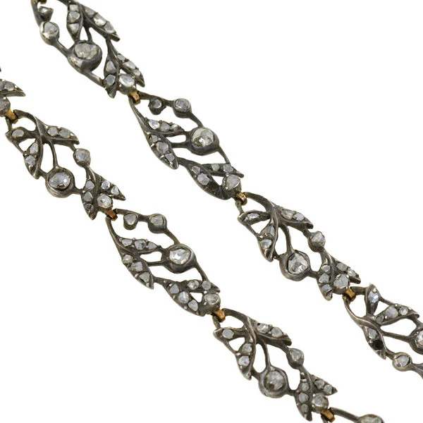 Georgian Sterling Rose Cut Diamond Pin & Necklace Set - Image 4