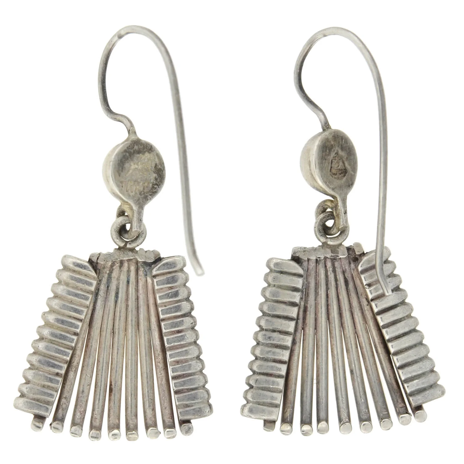HECTOR AGUILAR Vintage Mexican Taxco Silver Wirework Trapezoid Earrings - Image 6