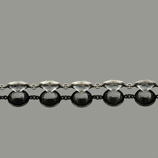 Late Art Deco Long Sterling & Large Crystal Necklace 50" - Image 4