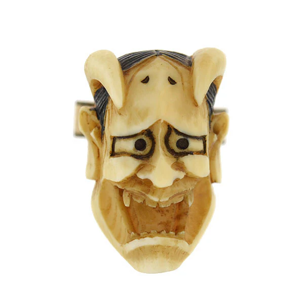 Retro 12kt Gold-Filled & Ivory Devil Face Cufflinks - Image 2