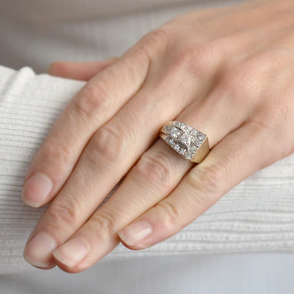 Retro 14kt Diamond "Wave" Ring 1.00ctw - Image 7