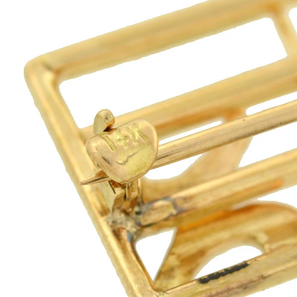 Retro 14kt Gold & Enamel Musical Staff Pin - Image 6