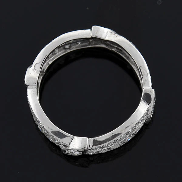 Retro Platinum Diamond Wavy Double Band 1.30ctw - Image 4