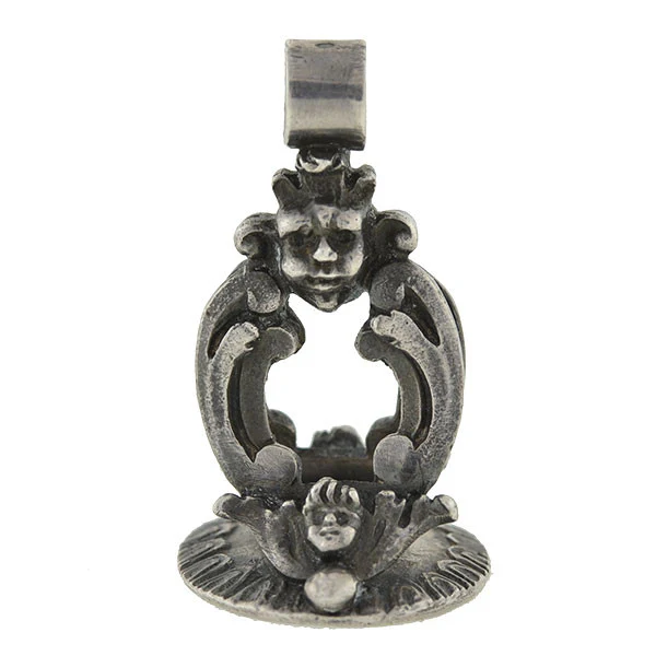 Victorian Sterling Family Crest Cherub Fob - Image 2