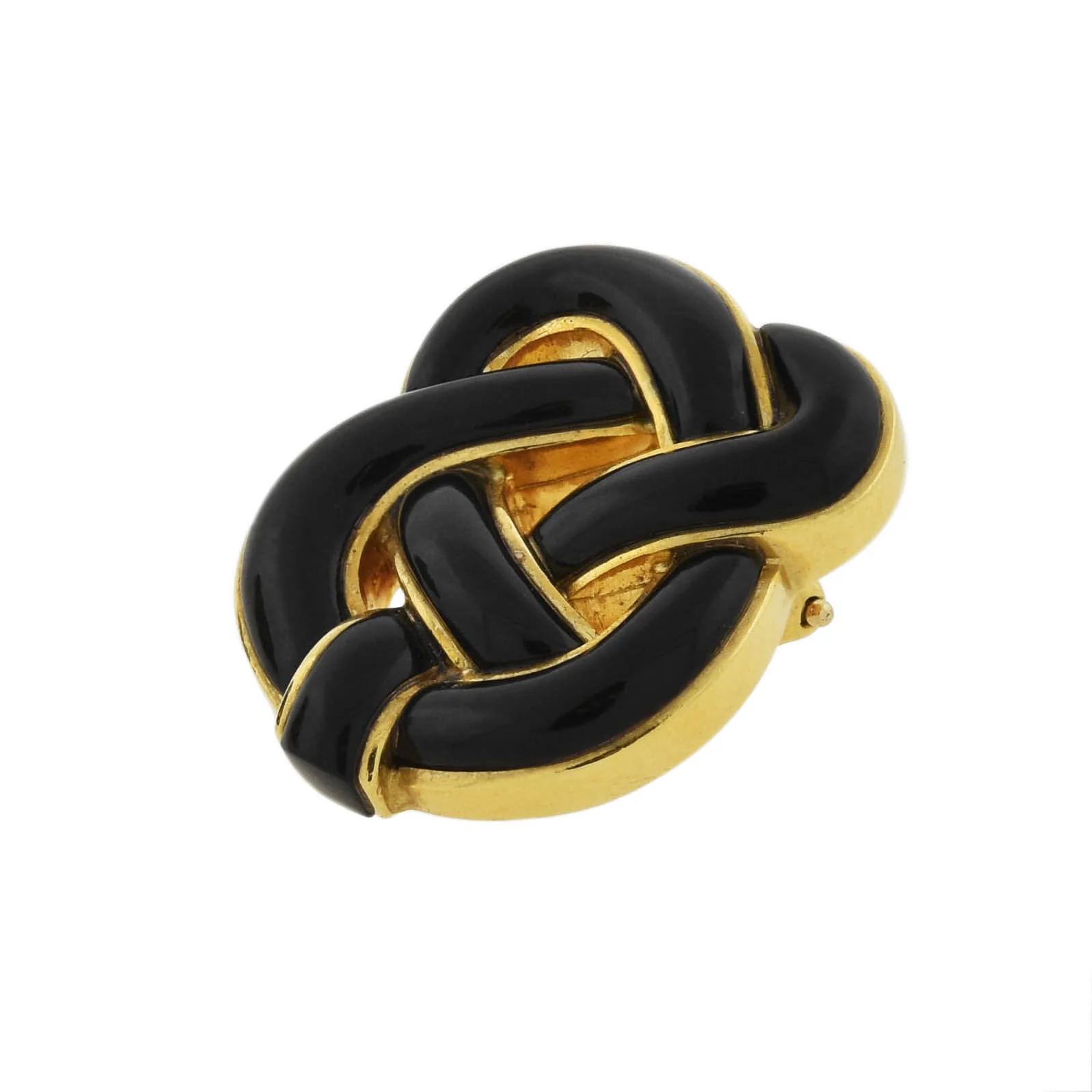TIFFANY & Co. Vintage 18kt Onyx Knot Clip-On Earrings - Image 4