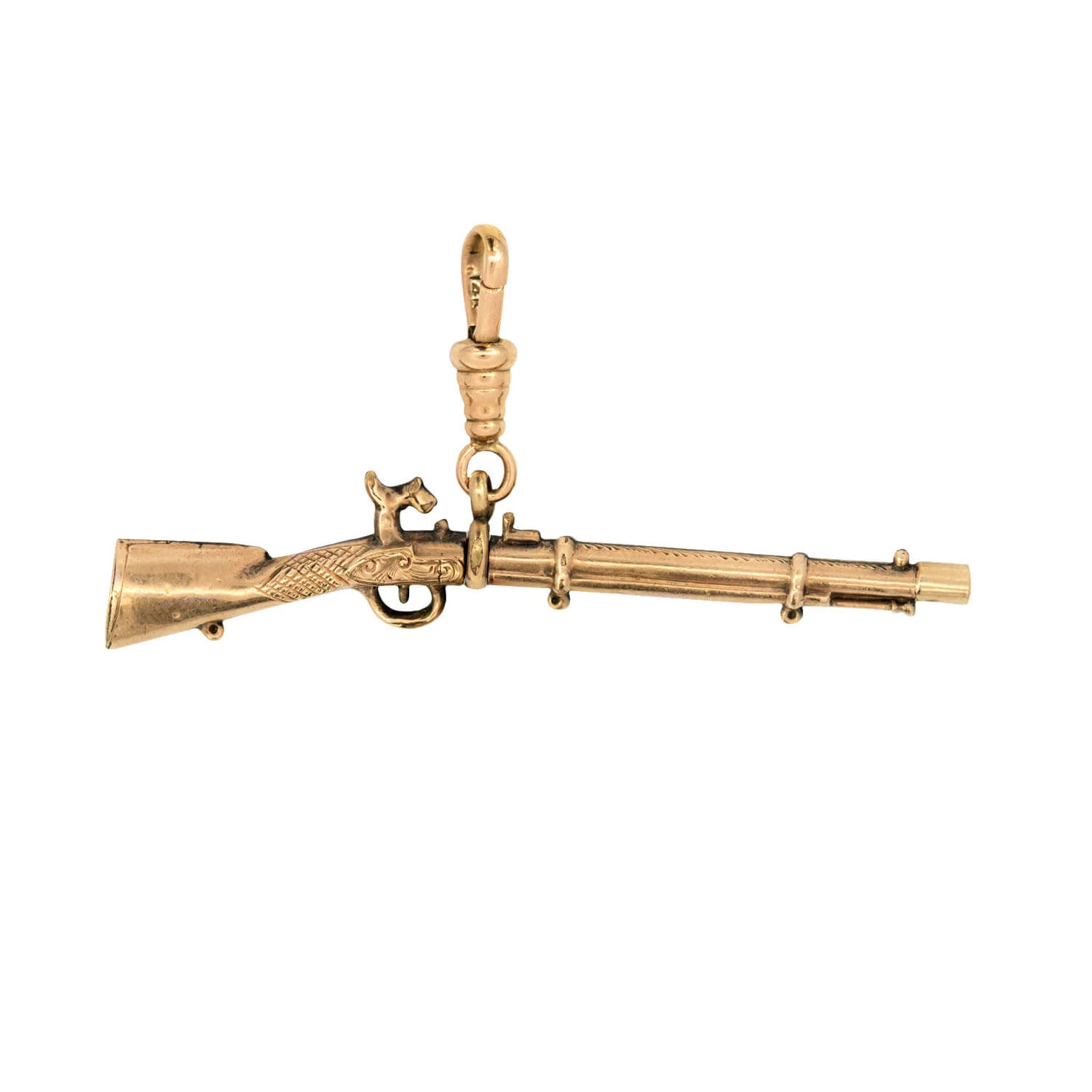 Victorian 14k Hunting Rifle Fob Watch Key Pendant - Image 2