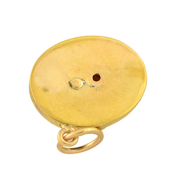 Victorian 14kt Carved Garnet + Pearl Jockey Cap Charm/Pendant - Image 4