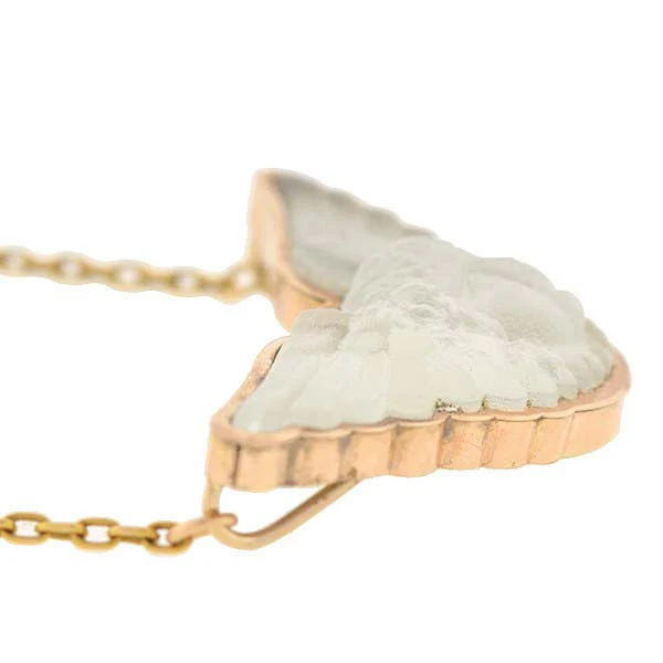 Victorian 14kt Foil Backed Art Glass Cherub Necklace - Image 4