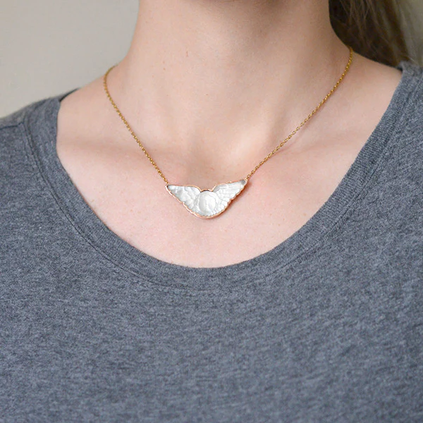 Victorian 14kt Foil Backed Art Glass Cherub Necklace - Image 6