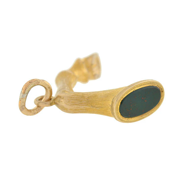 Victorian 14kt Equestrian Horse Leg + Bloodstone Seal Fob Pendant - Image 5