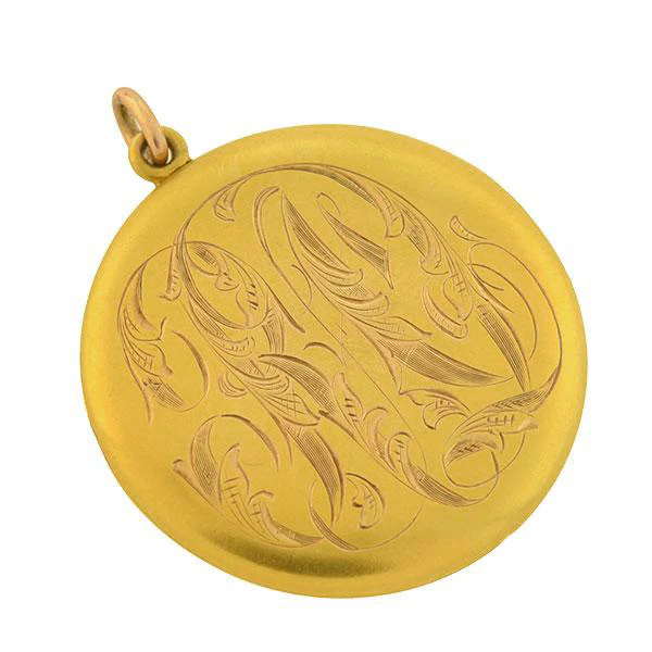 Victorian 14kt Gold Locket with Engraved Initials - Image 3