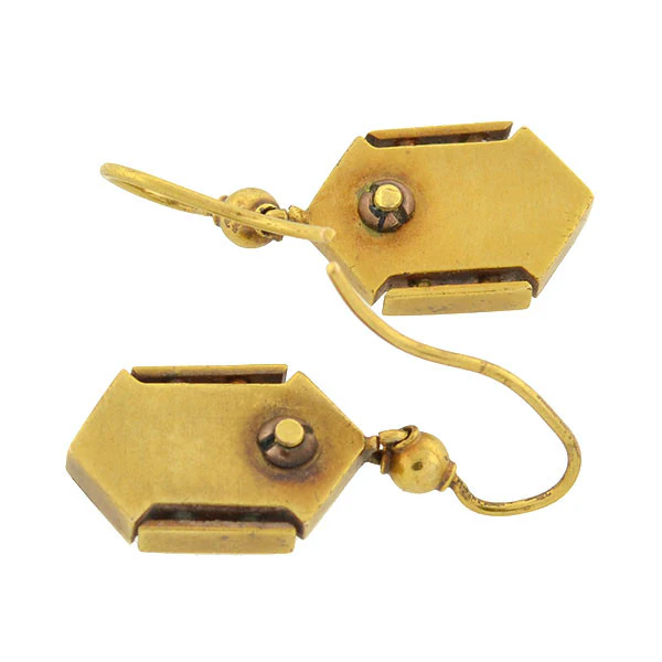 Victorian 14kt Seed Pearl & Diamond Earrings - Image 5