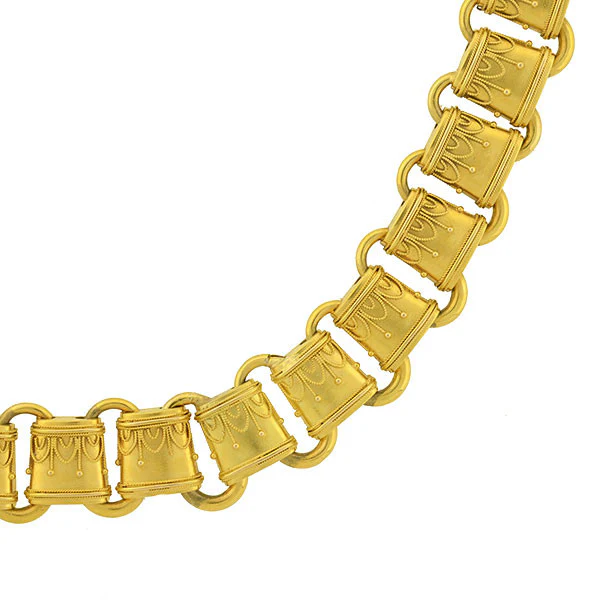 Victorian 15kt Etruscan Link Book Chain Necklace - Image 3