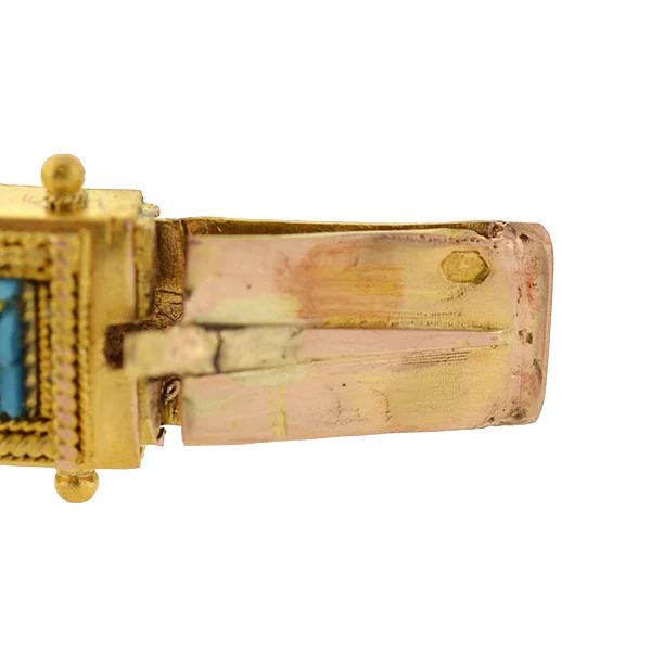 Victorian 15kt Etruscan Micro Mosaic Flower Bracelet - Image 6