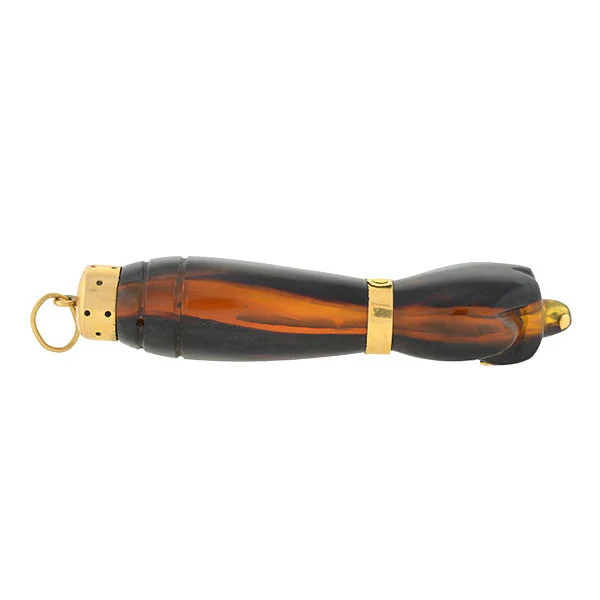 Victorian 18kt & Carved Tortoise Shell Figa Fist Pendant - Image 4