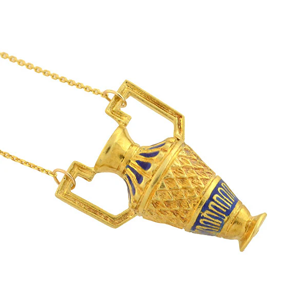 Victorian 18kt Petite Enameled Urn Necklace - Image 3