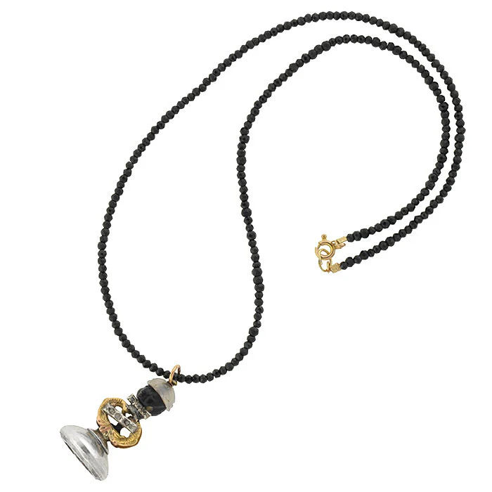 Victorian Blackamoor Intaglio Fob Black Spinel Necklace - Image 2