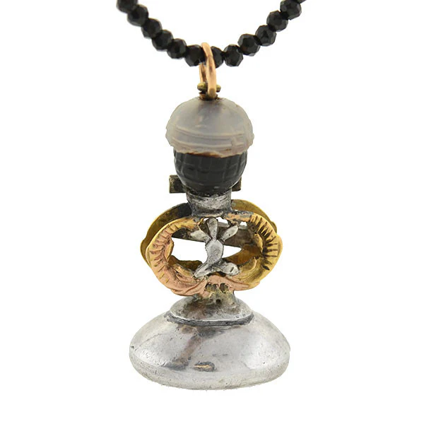 Victorian Blackamoor Intaglio Fob Black Spinel Necklace - Image 4