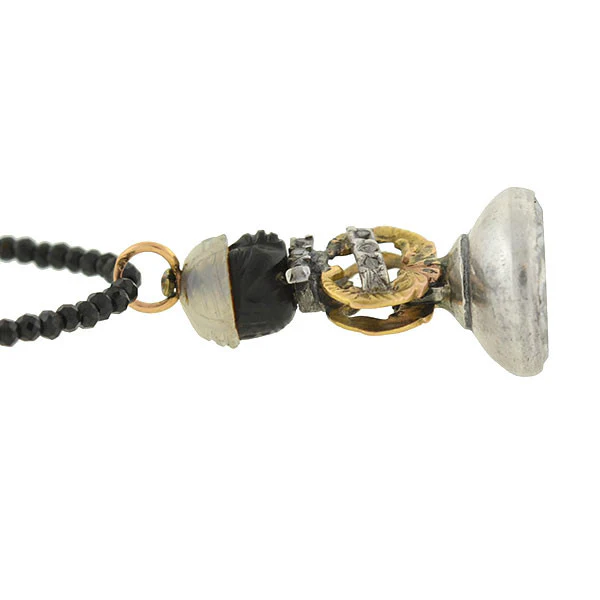 Victorian Blackamoor Intaglio Fob Black Spinel Necklace - Image 5