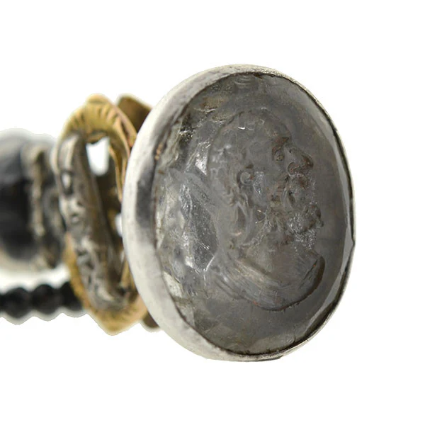Victorian Blackamoor Intaglio Fob Black Spinel Necklace - Image 6
