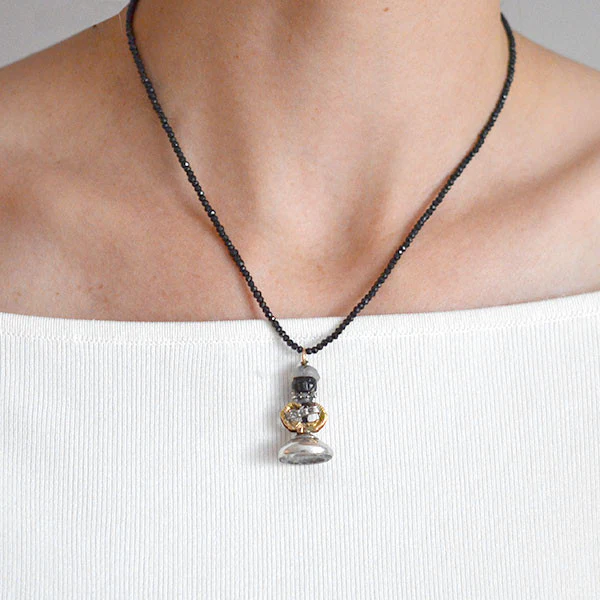 Victorian Blackamoor Intaglio Fob Black Spinel Necklace - Image 8