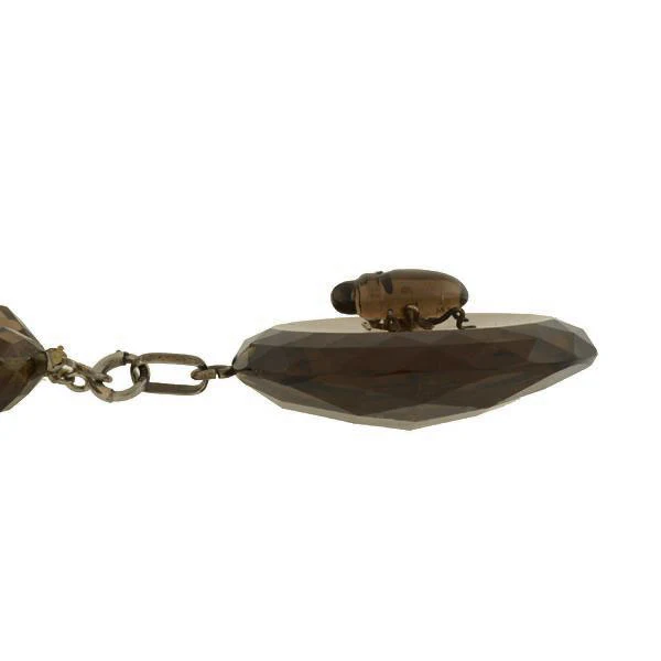 Victorian Carved Smoky Topaz Beetle Pendant Necklace - Image 5