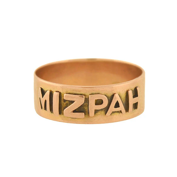 Victorian English 9kt "MIZPAH" Wide Band Ring - Image 3
