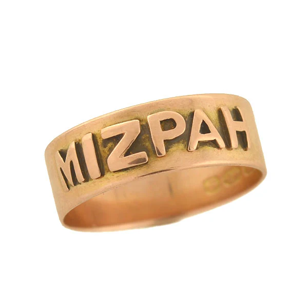 Victorian English 9kt "MIZPAH" Wide Band Ring - Image 5