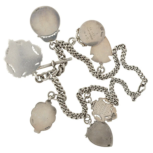 Victorian English Sterling & Rose Gold Medallion Festoon Necklace - Image 8