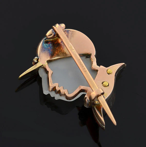 Victorian French 18kt Enamel Diamond & Moonstone "Fred Archer" Jockey Pin - Image 5