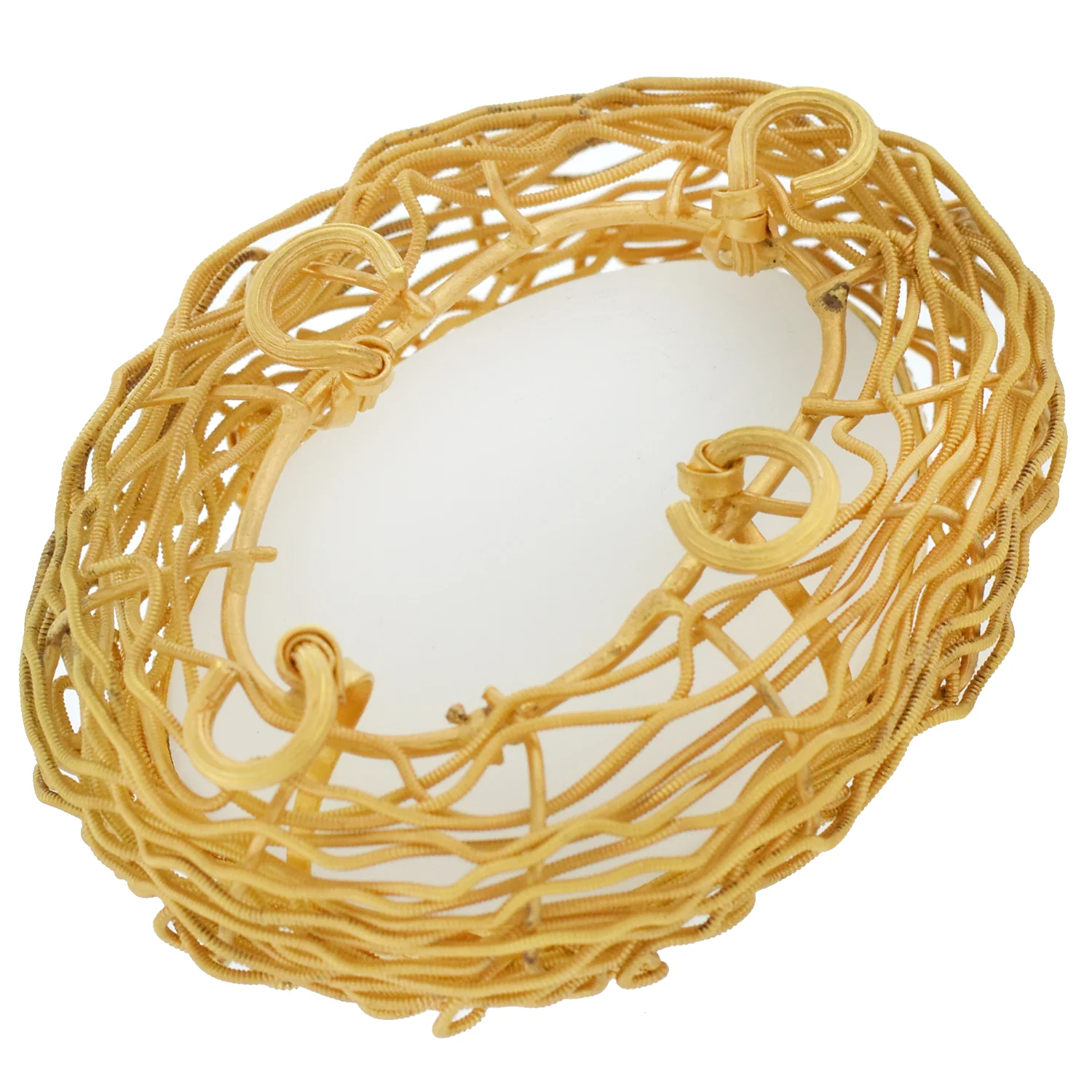 Victorian French Brass Gilt + White Satin Opaline Glass "Egg in Nest" Box - Image 4