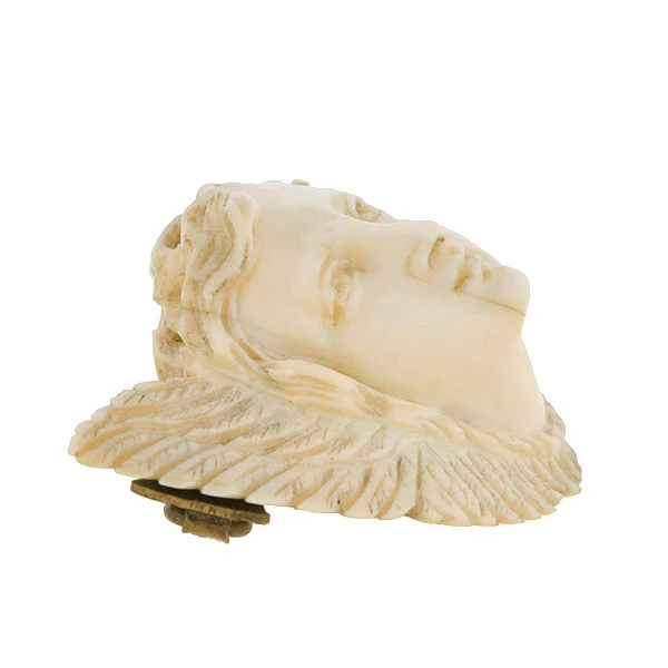 Victorian Hand Carved Ivory Angel Face & Wings Pin - Image 5