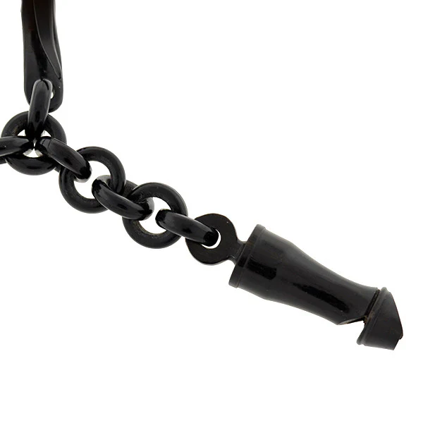 Victorian Jet Watch Chain & Whistle Pendant - Image 3