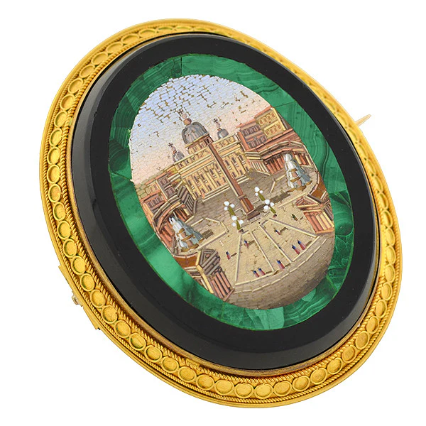 Victorian Large 18kt Vatican City Micro Mosaic Pin/Pendant - Image 2