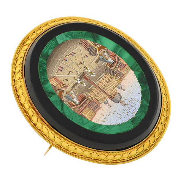 Victorian Large 18kt Vatican City Micro Mosaic Pin/Pendant - Image 3