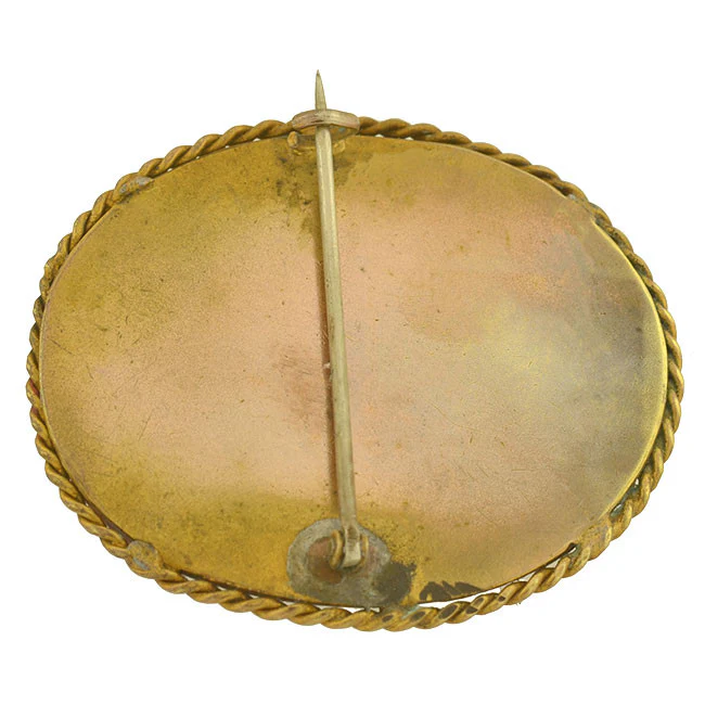 Victorian Large Gold-Filled Painted Portrait Young Girl Pin - Image 5