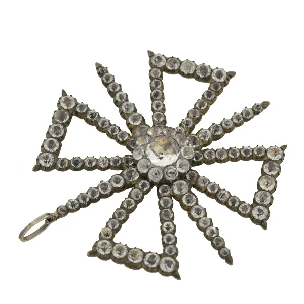 Victorian Large Sterling & French Paste Maltese Cross Pendant - Image 3