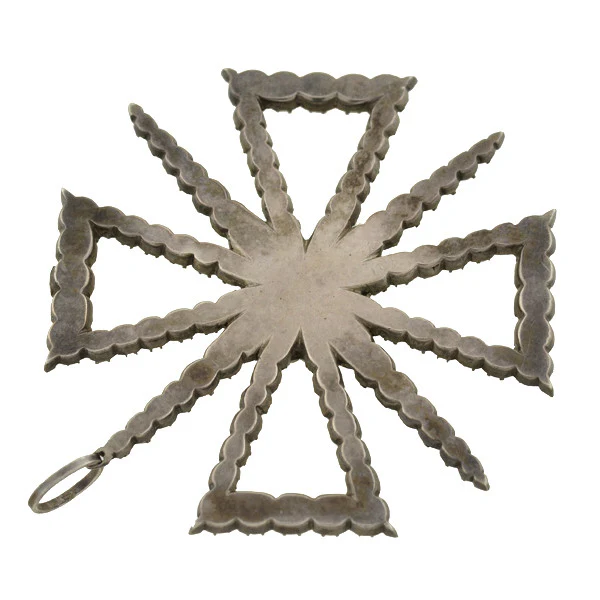 Victorian Large Sterling & French Paste Maltese Cross Pendant - Image 5