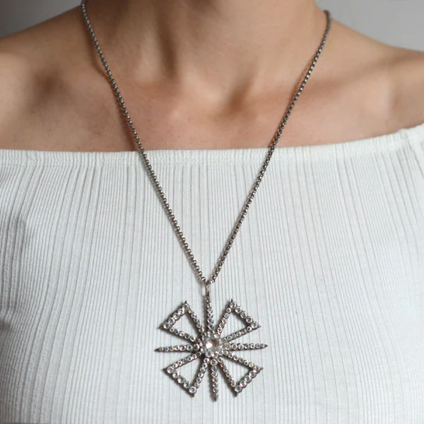 Victorian Large Sterling & French Paste Maltese Cross Pendant - Image 6