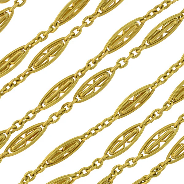 Victorian Long French 18kt Gold Link 60" Chain Necklace 42 Grams - Image 2