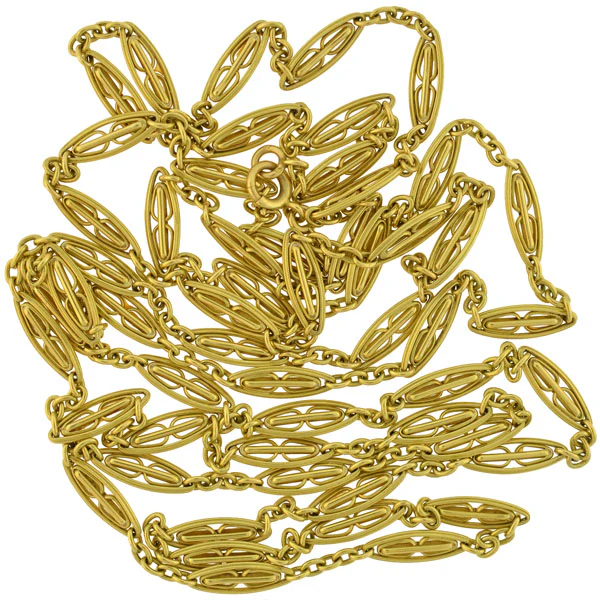 Victorian Long French 18kt Gold Link 60" Chain Necklace 42 Grams - Image 3