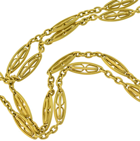 Victorian Long French 18kt Gold Link 60" Chain Necklace 42 Grams - Image 6