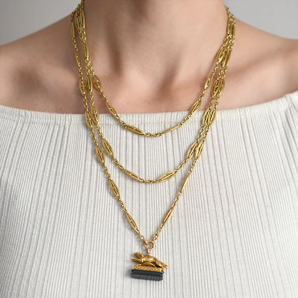 Victorian Long French 18kt Gold Link 60" Chain Necklace 42 Grams - Image 8