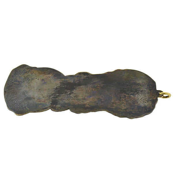 Victorian Huge Japanese Bronze Shakudo Frog Pendant - Image 6