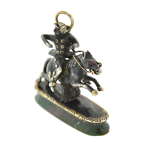 Victorian Silver & 15kt Horse Bloodstone Figural Fob - Image 2